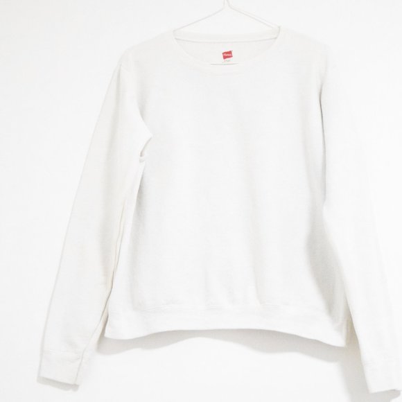 HANES White Classic Cotton Blend Sweatshirt | Size S - Picture 3 of 6